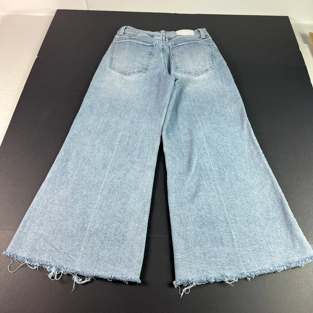 Pistola Jeans Womens Petite 26x24* Izzy Wide Leg Crop Blue Raw Hem Denim Tag 26P - Picture 9 of 16